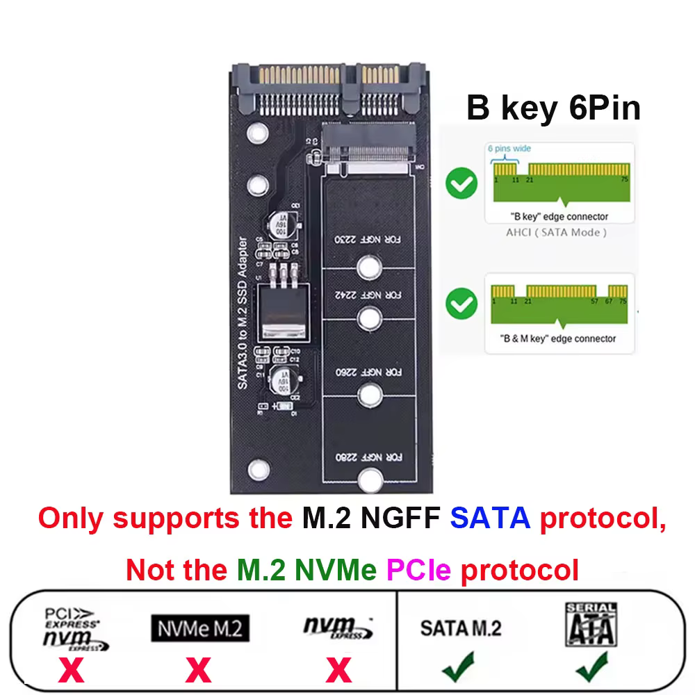 Adaptateur M.2 NGFF SSD vers SATA 3 3.0
