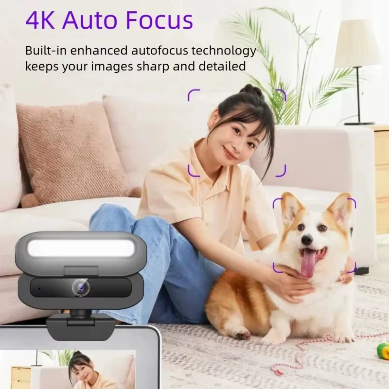 Webcam 4K pour PC avec lumière d'appoint LED