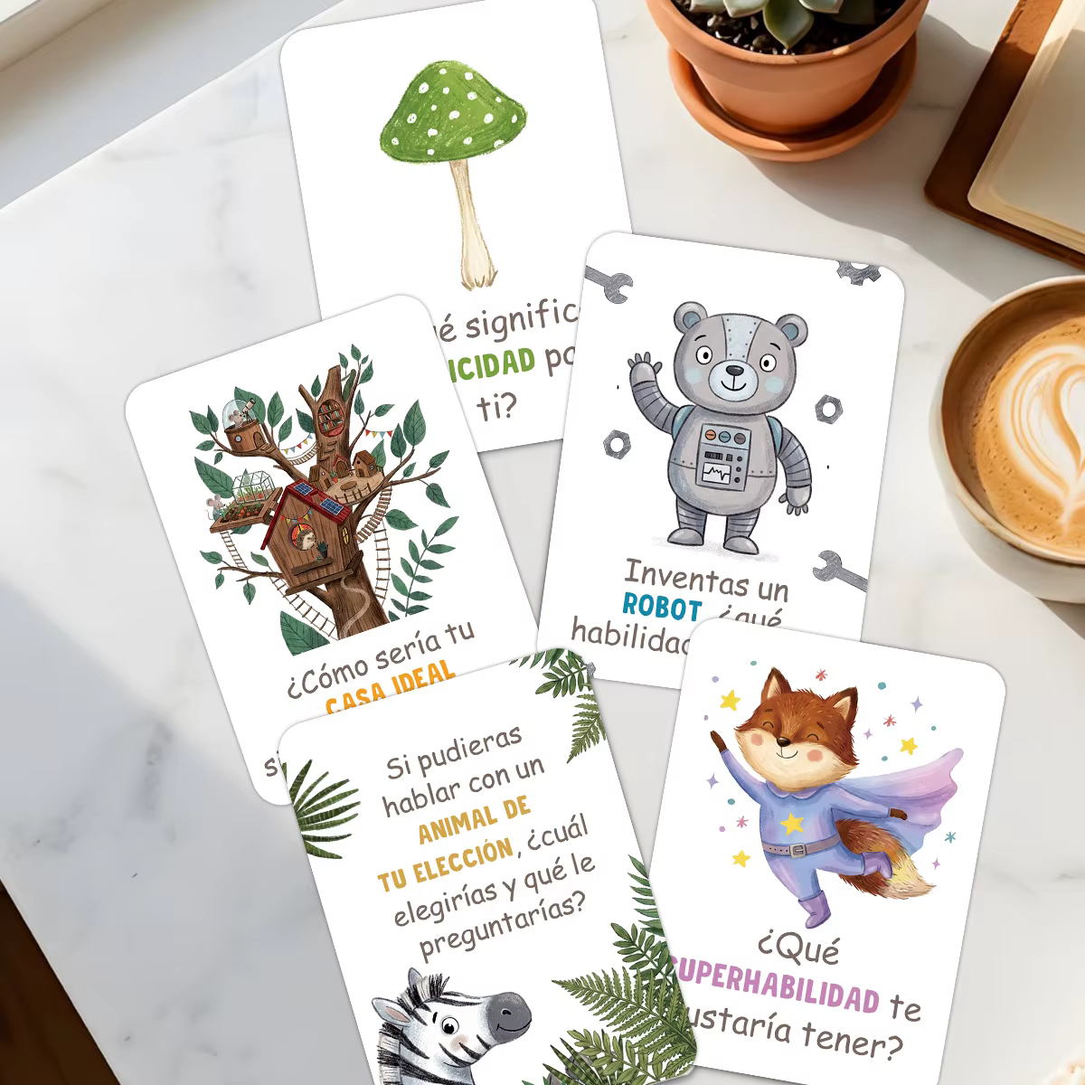 24 cartes de questions interactives en espagnol, cartes de réflexion sur soi et de développement de l'intelligence émotionnelle, cartes d'apprentissage de la langue espagnole