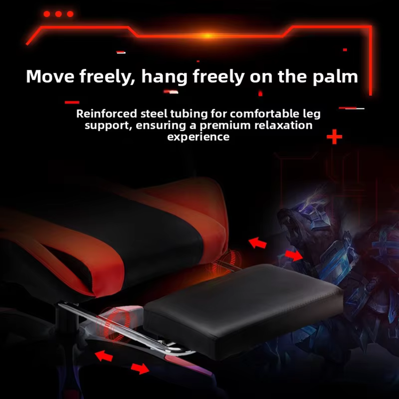 Chaise de jeu avec support d'oreiller lombaire souple et repose-pieds réglable en hauteur