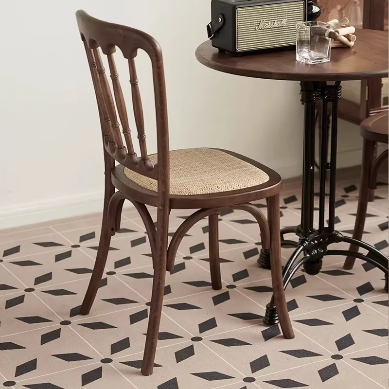 Chaise de salle à manger Napoléon vintage, siège tissé en rotin et bois massif, chaise d'appoint rétro de pays français pour salle à manger, salon, maison