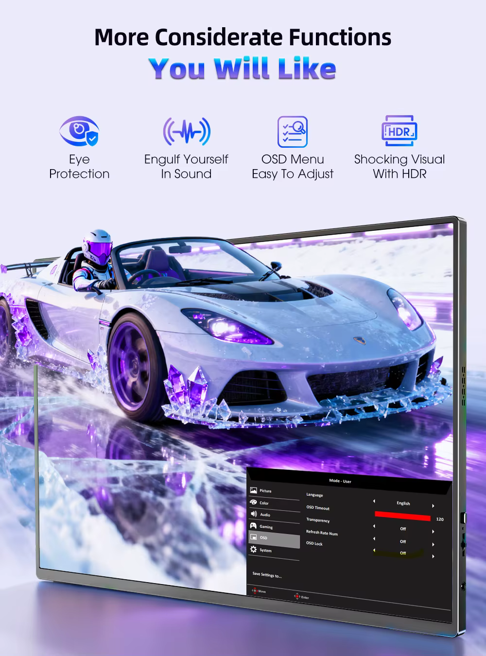 UPERFECT 16 "2K moniteur Portable 2560*1600 16:10 100% sRGB 500Cd/m2 120Hz affichage de jeu pour Xbox PS5 Switch