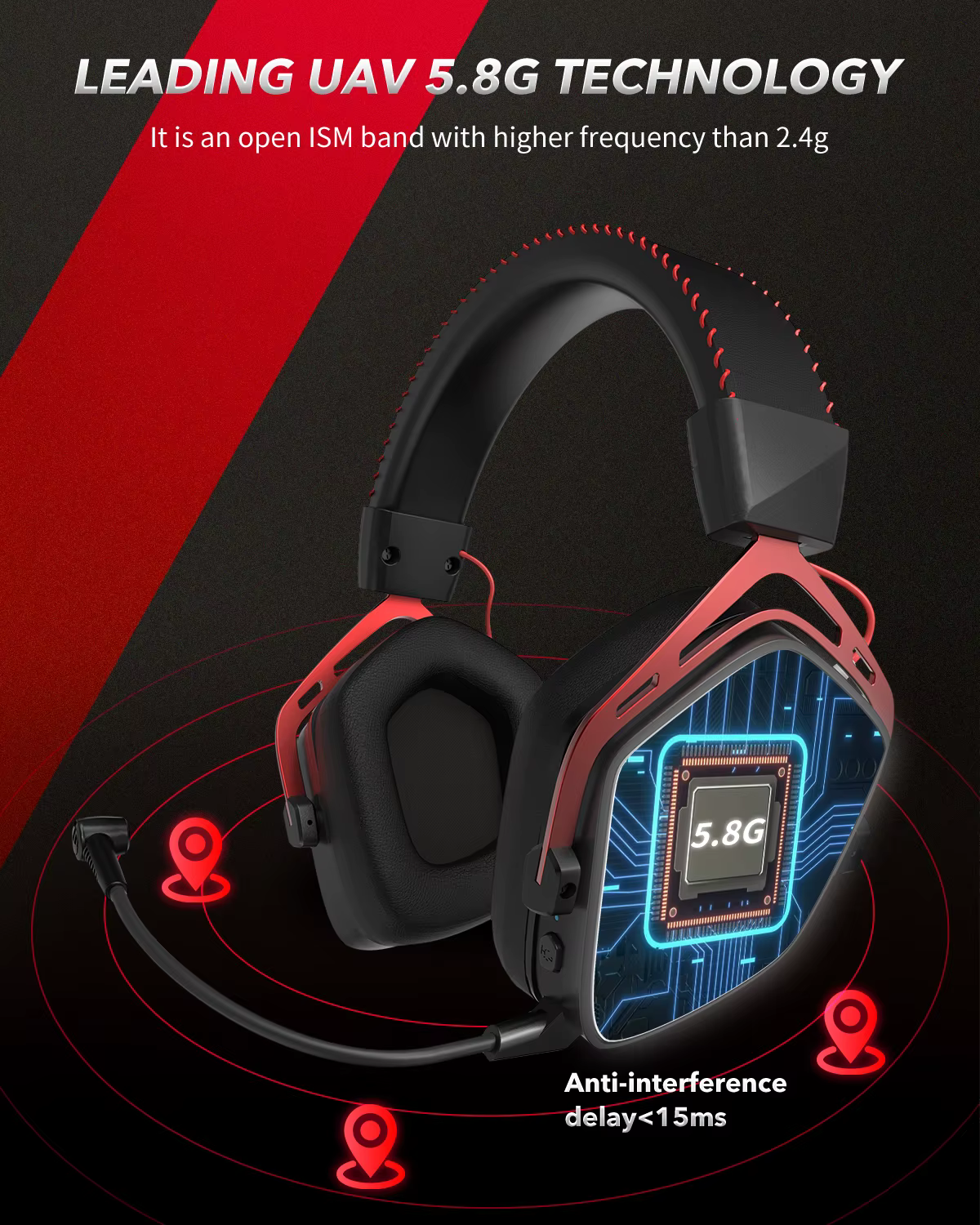 Casque de jeu Esports pour PS5 PS4 XBOX PC Mac 2.4GHz Ultra-basse latence Ai suppression du bruit
