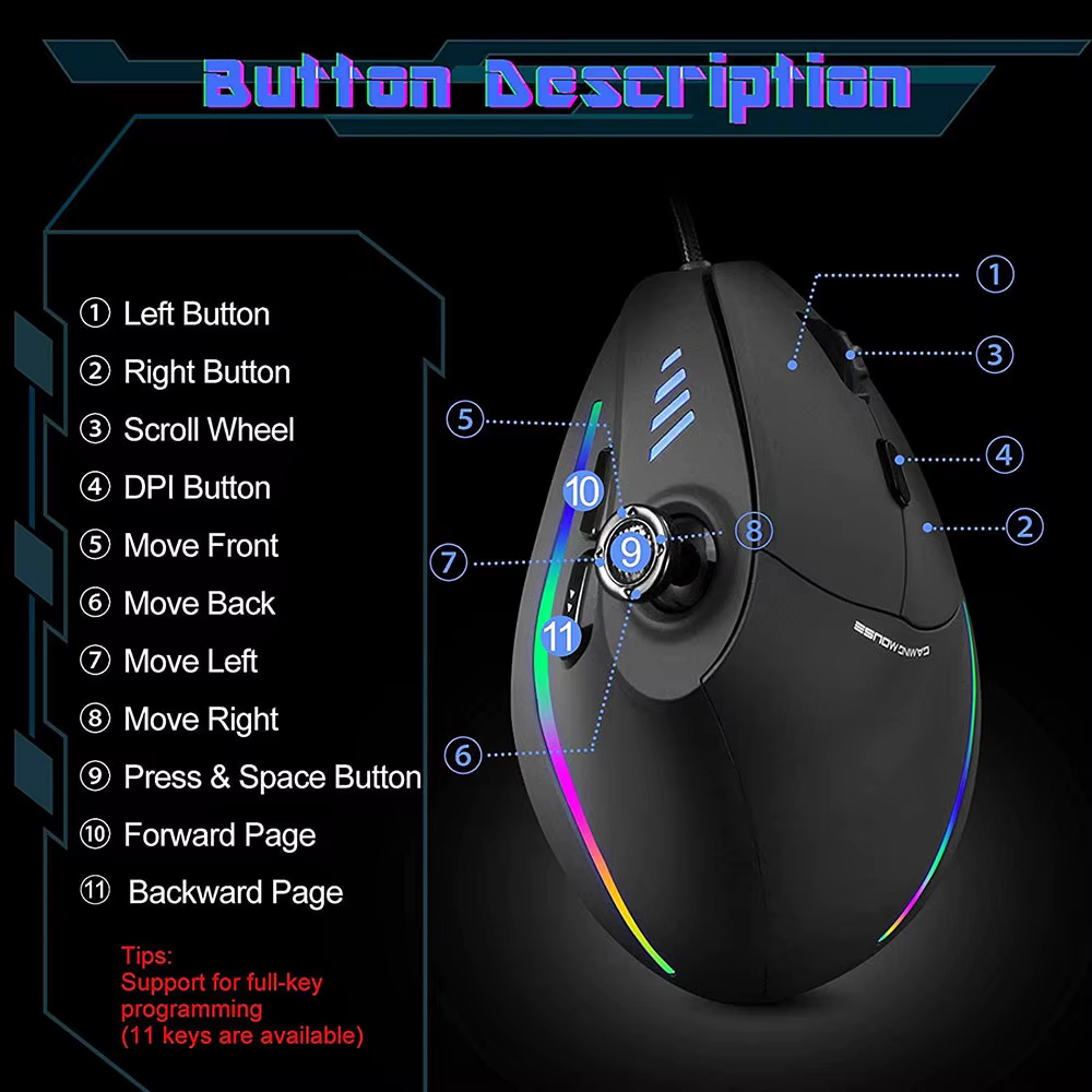 Souris de jeu verticale Jomaa