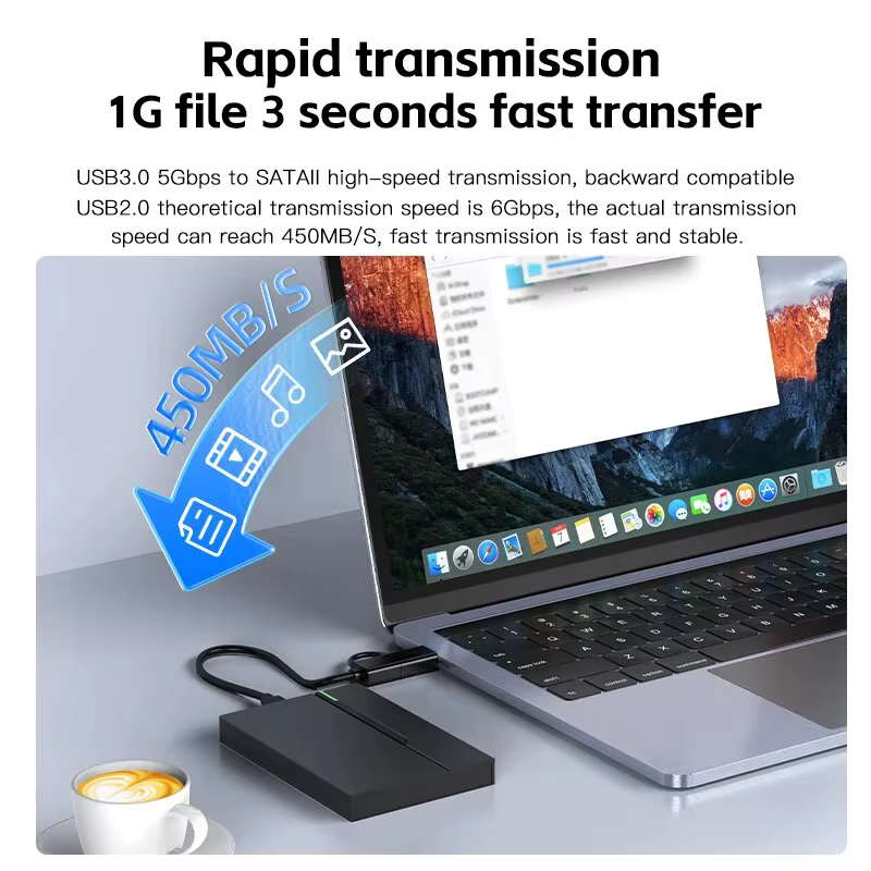Boîtier de disque dur externe USB 3.0, 2.5 pouces, 6 to, prend en charge 7mm 9.5mm SATA SSD HDD pour ordinateur portable
