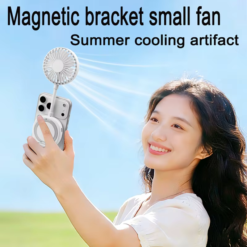Ventilateur portable magnétique Lenovo, mini ventilateur de bureau rechargeable par USB avec support pour téléphone, idéal pour les voyages en extérieur, les étudiants et le bureau
