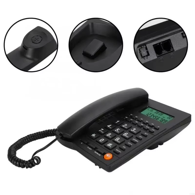 Téléphone fixe filaire téléphones fixes à gros boutons avec identification de l'appelant téléphone fixe pour réception d'hôtel de bureau