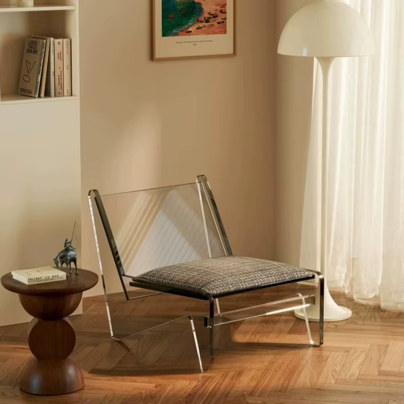 Fauteuils de salon vintage, chaises de balcon, chaises de salon confortables de style français, chaises uniques en acrylique, mobilier de style Mid-Century