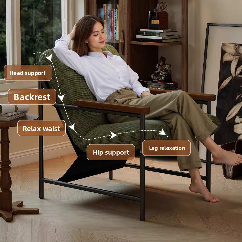 Fauteuil monoplace de style vintage, fauteuil inclinable de loisirs moderne avec repose-pieds, chaise d'appoint confortable pour balcon de chambre à coucher
