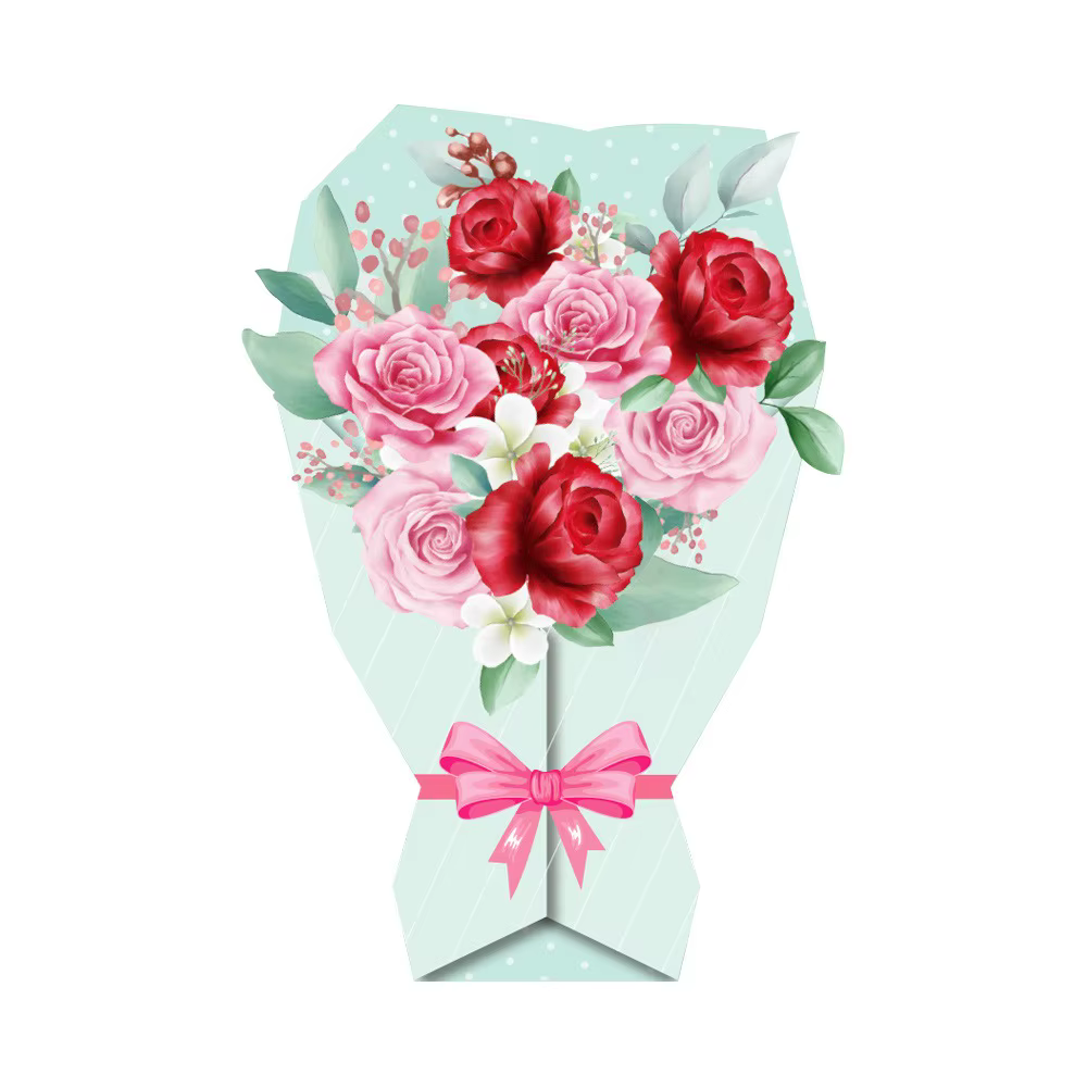 Carte de vœux 3D Fleurs en papier Tournesol/Rose/Œillet, Bouquet de fleurs artisanales, Carte de vœux DIY exquise pour Mariage