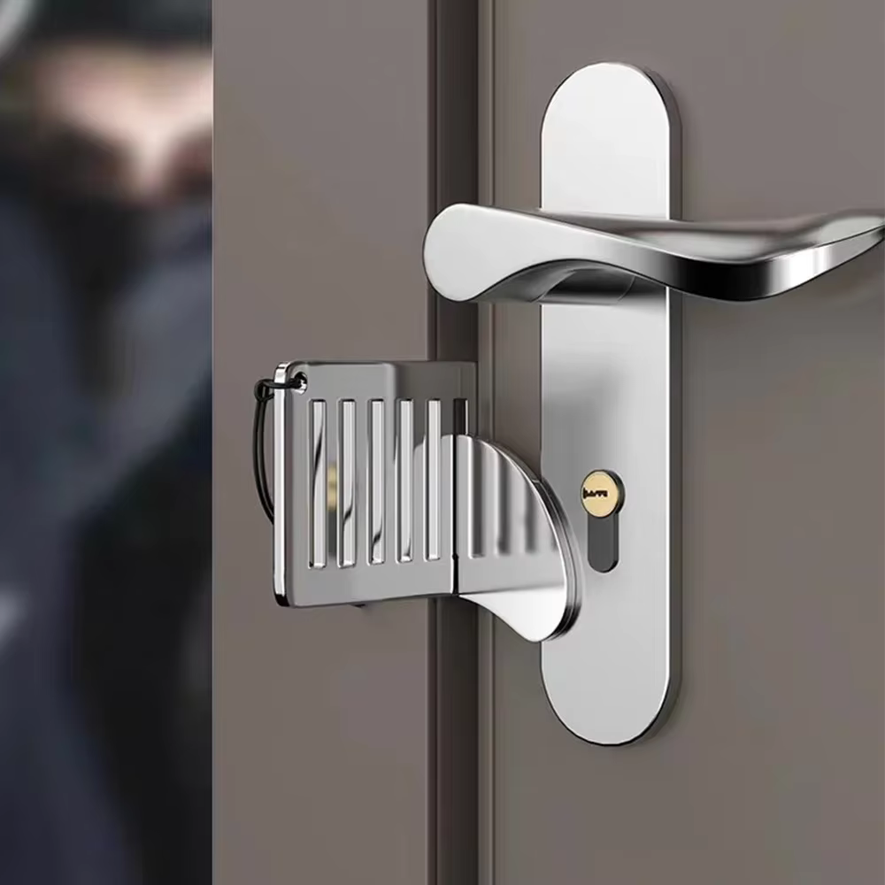 Verrou de porte portable pour la sécurité à domicile et en voyage, verrou supplémentaire pour plus d'intimité et de sécurité dans la chambre, hôtel, appartement, dortoir, butée de porte