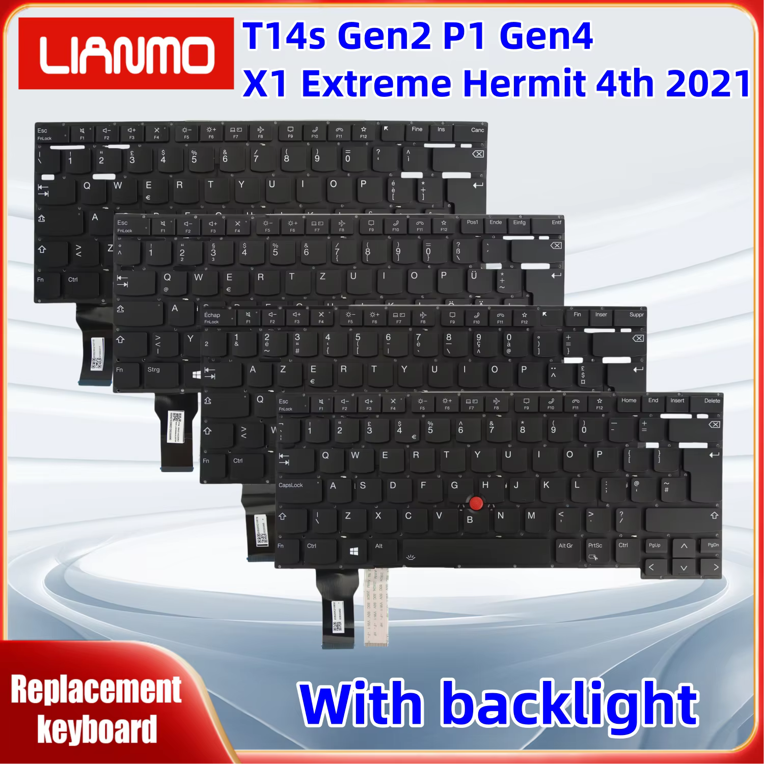 Clavier rétroéclairé pour ordinateur portable Lenovo Thinkpad T14s Gen2 P1 Gen4 X1 Extreme Hermit 4th 2021