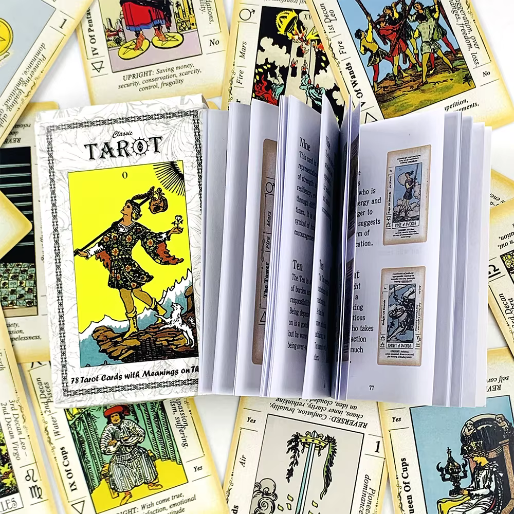 Grandes cartes de tarot 12*7CM, jeu de 78 cartes avec manuel d'instructions en papier pour débutants et professionnels, idéal pour la divination, la méditation et les cadeaux