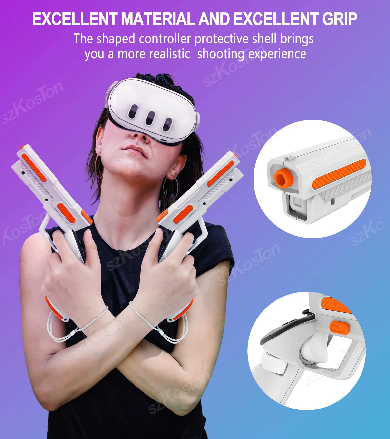 Poignées de Stock de pistolet VR pour contrôleur Meta Quest 3
