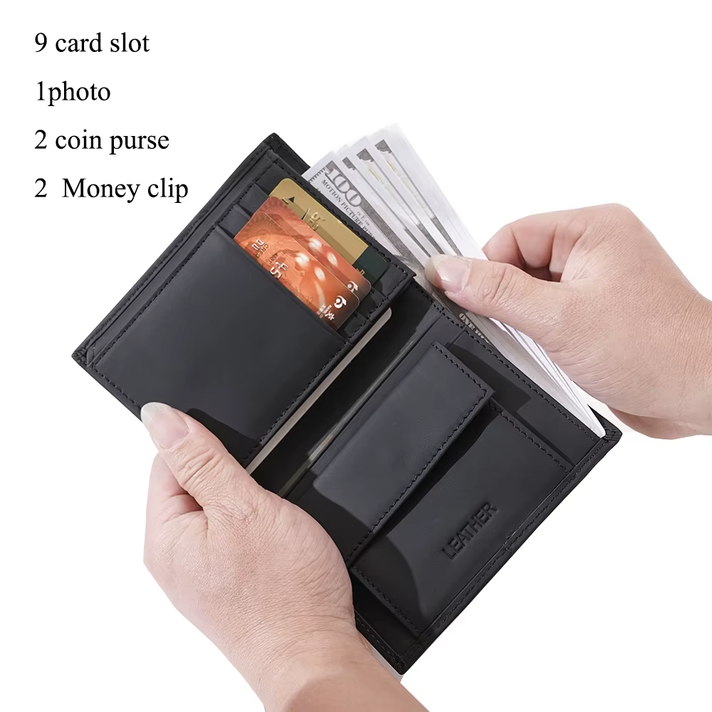 Portefeuille en cuir pour homme, porte-cartes RFID, portefeuilles en cuir véritable, porte-cartes pour homme et femme