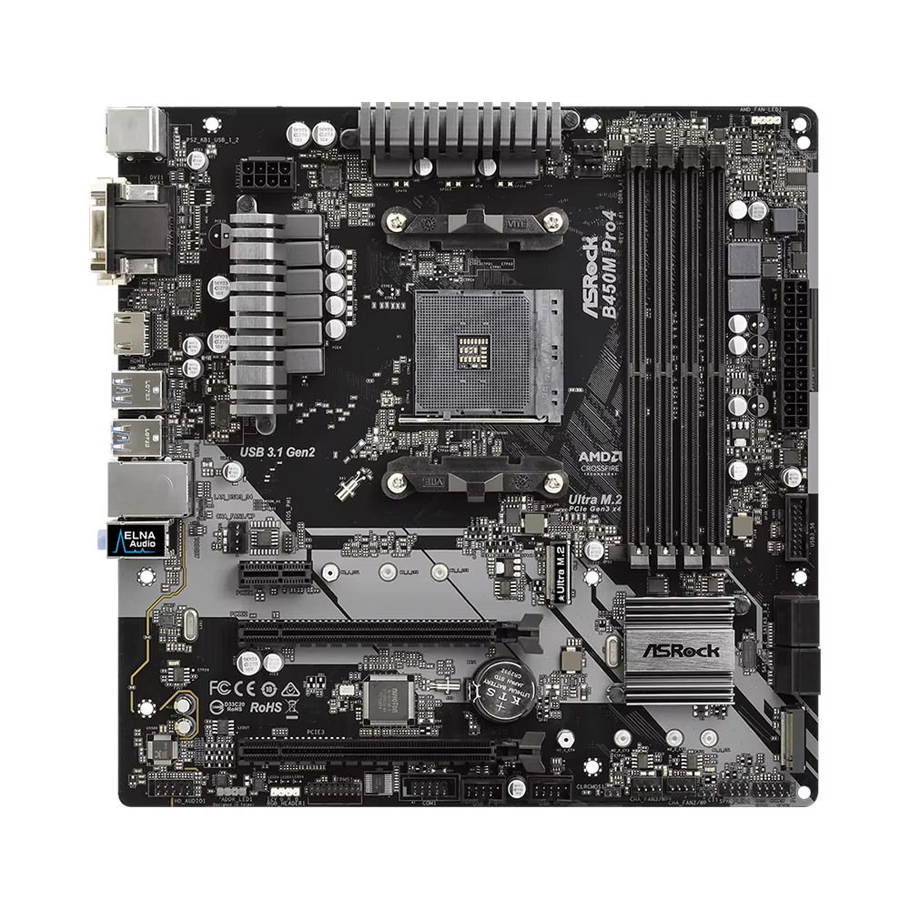 ASRock B450M PRO4 carte mère prend en charge 5950X 5800X3D 5700X3D 5600X 5600G 1700X 2700X CPU AM4 AMD 4xDDR4 3200MHz