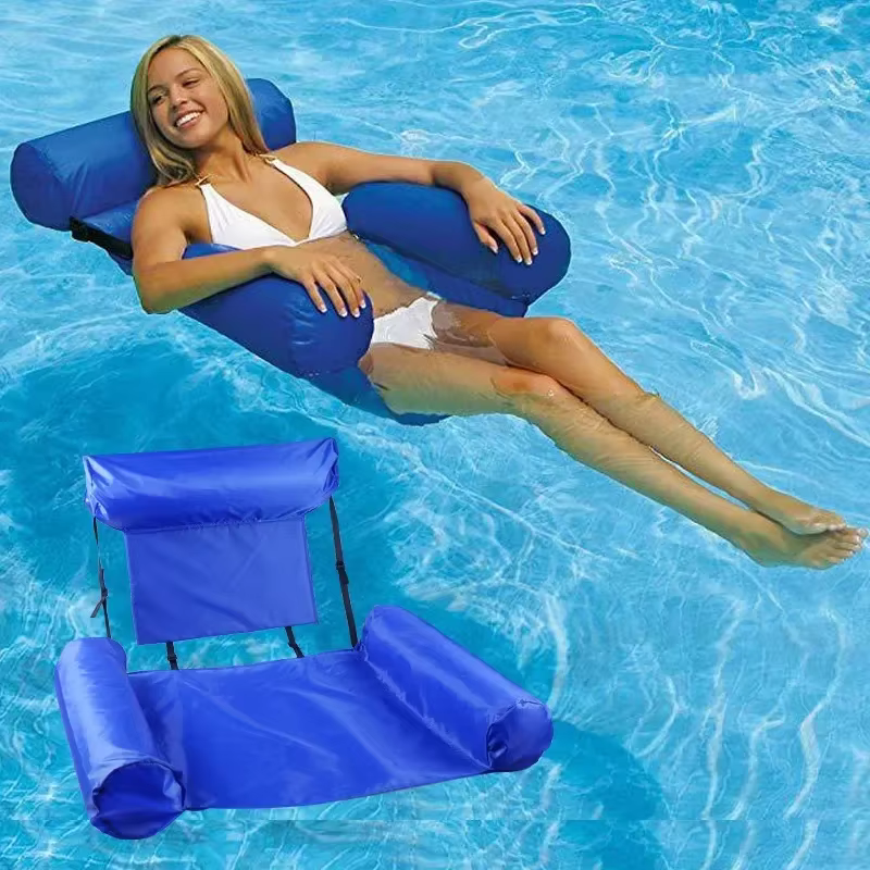 Chaise longue de piscine gonflable pour adultes, avec accoudoirs et appui-tête, tissu Oxford en PVC coloré, idéal pour la plage, le lac, la détente de la piscine
