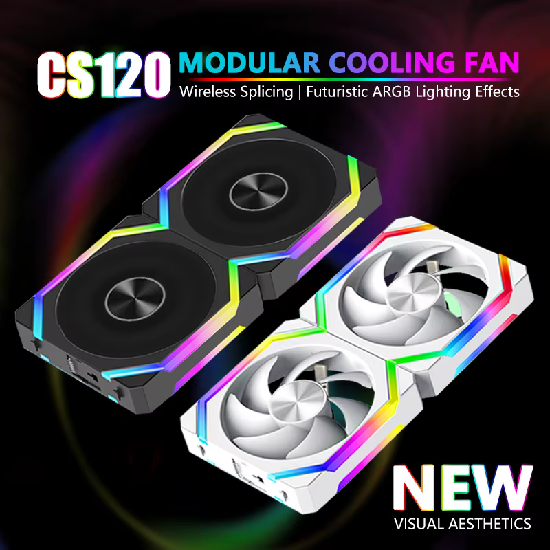 JUMPEAK CS120 ARGB ventilateur de refroidissement 360mm 240mm épissage empilable modulaire PWM silencieux 120mm RGB ventilateurs pour boîtier PC de jeu refroidisseur d'eau
