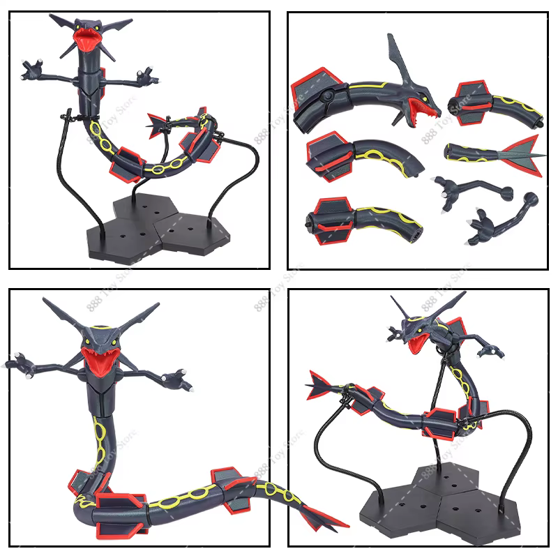 Figurine d'action Rayquaza, modèle de collection, jouets imprimés en 3D, Rayquaza brillant multi-articulé et mobile avec support, figurine pour garçons, cadeaux