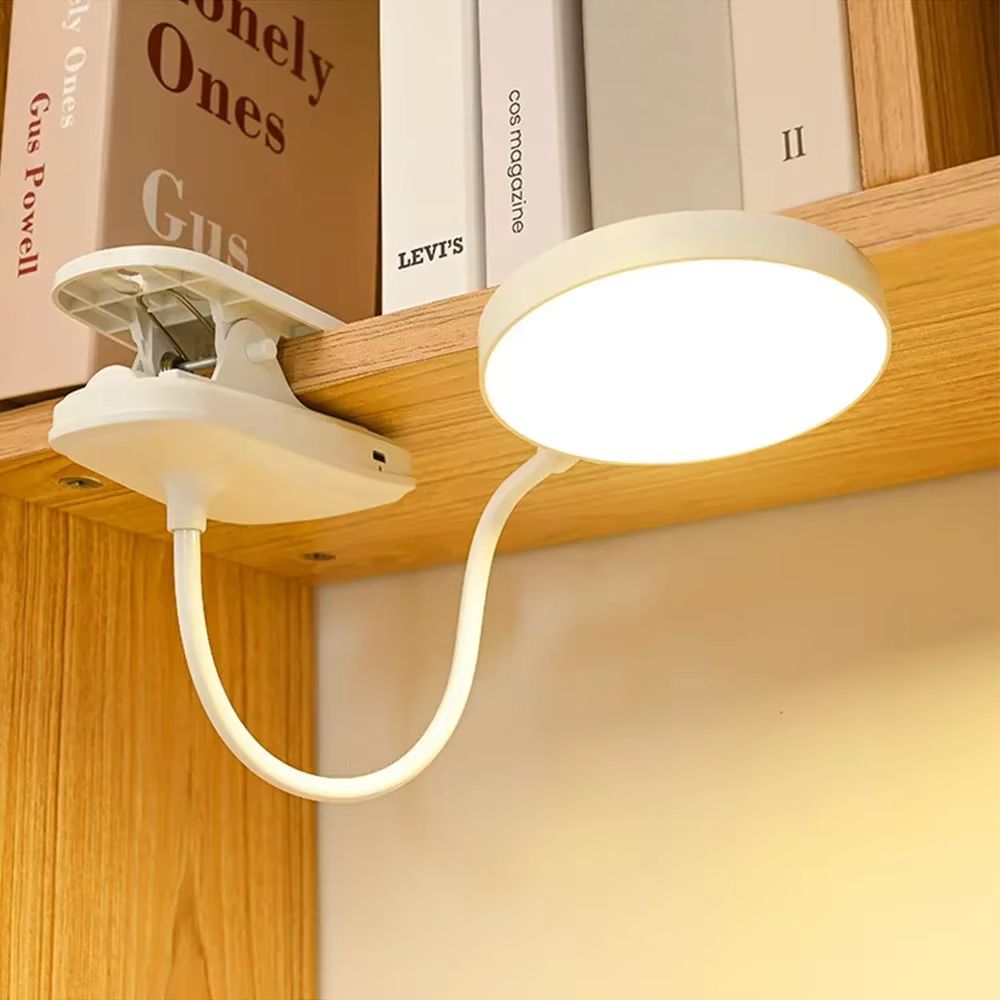 Lampe de Table LED Portable, veilleuse Rechargeable par USB avec pince pliante, support d'étude, lampe de lecture, 3 Modes de gradation, protection des yeux
