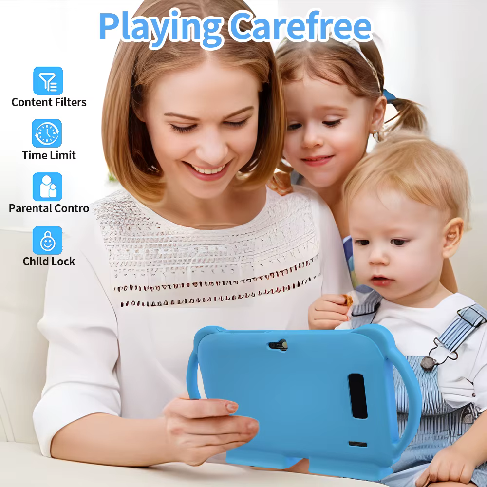2025 nouveau 7 pouces enfants tablette avec étui de bande dessinée 5G WiFi Google apprentissage éducation tablette PC 4GB RAM 64GB ROM 4000mAh