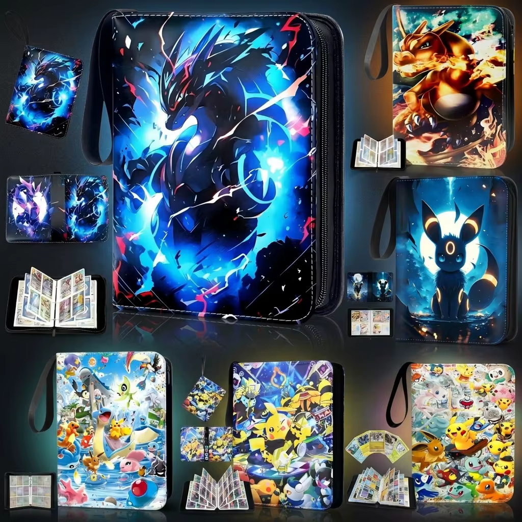 Album de cartes Bandai Pokémon Pikachu 4 9 Grid, classeur pour 400, 450, 900 pochettes, livre de rangement pour cartes à collectionner, cadeau pour les fans