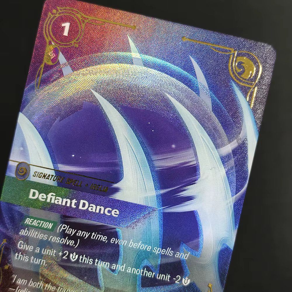 Carte de jeu à collectionner Proxy Riftbound League of Legends Spiritforged SFD Defiant Dance 196/221 Signature Spell Card