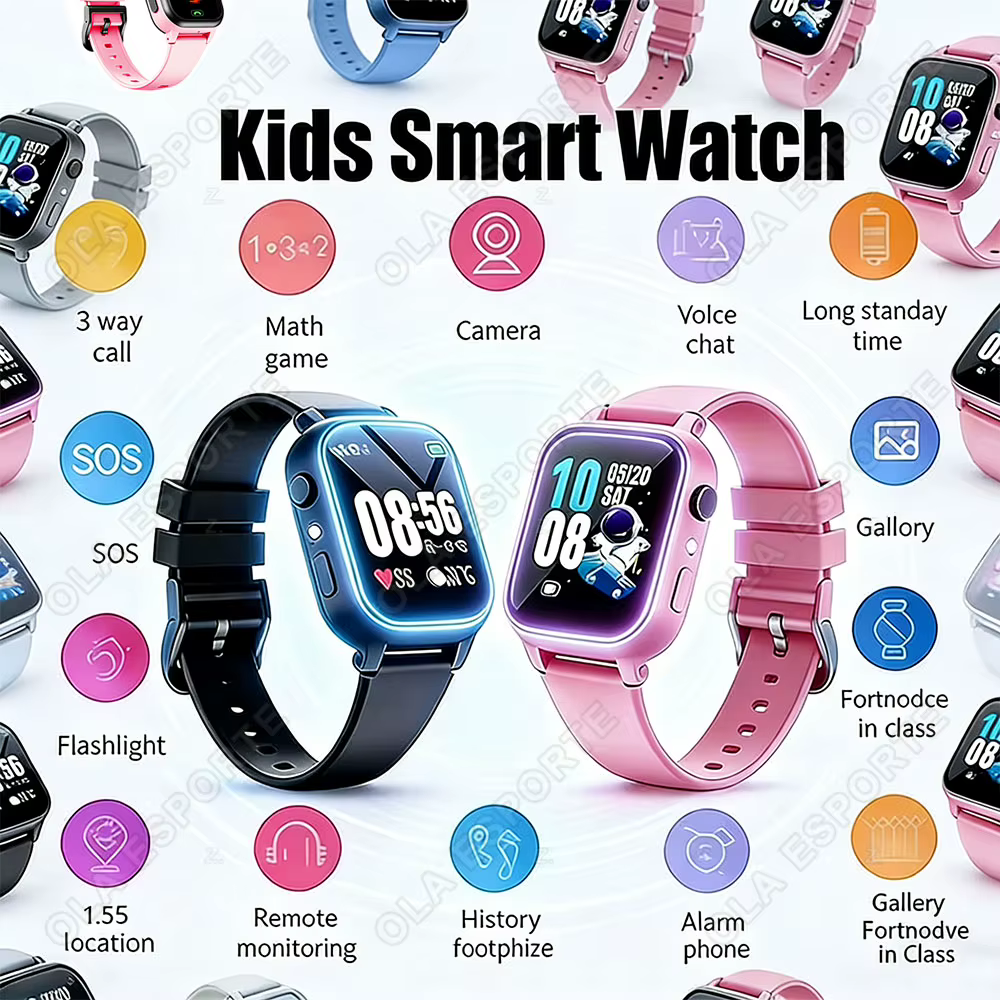 Montre connectée pour enfants avec carte SIM, fonction d'appel, SOS, suivi GPS, caméra HD, étanche, cadeau pour iOS et Android, nouveauté 2026