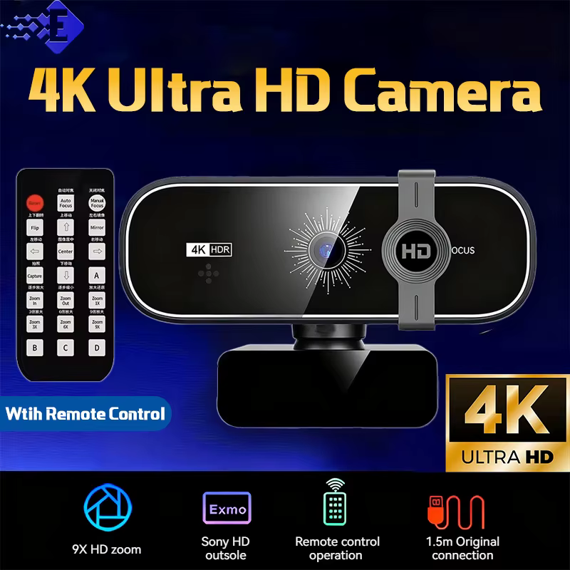 Webcam 4K pour PC, mise au point automatique avec télécommande