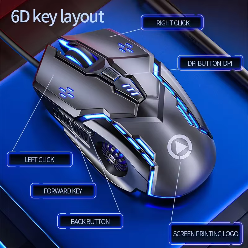 G5 souris filaire muette Six touches jeu lumineux e-sports machines accessoires informatiques