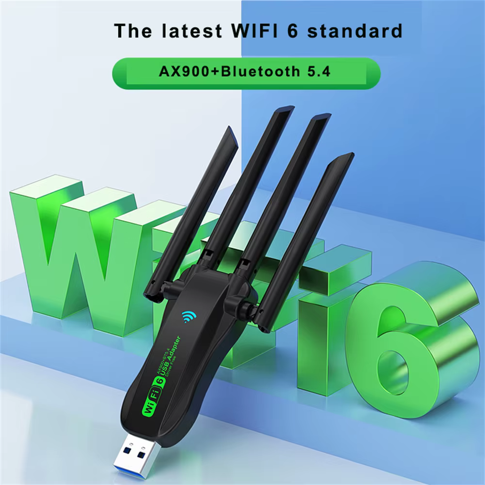 WiFi USB adaptateur WiFi6 Bluetooth 5.4 double bande 2.4G + 5.8Ghz 4 antenne Dongle USB récepteur de carte sans fil