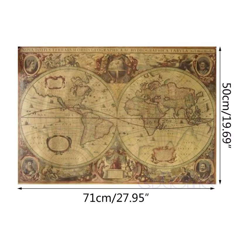 71x50cm rétro vintage Old World Carte Matte Brown Paper Affiche Home Decor Best Sale