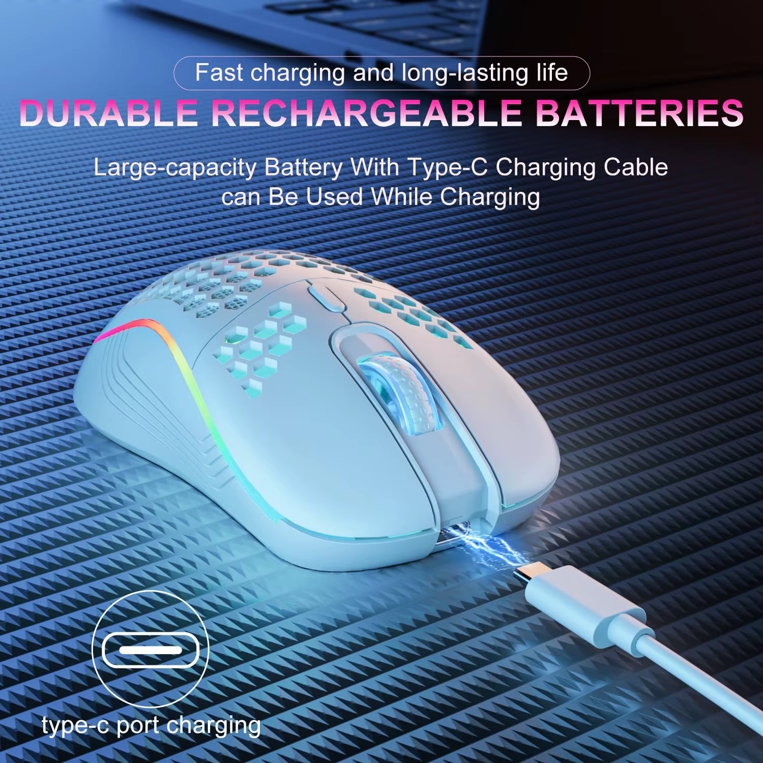 Souris sans fil 2.4G avec rétroéclairage rvb