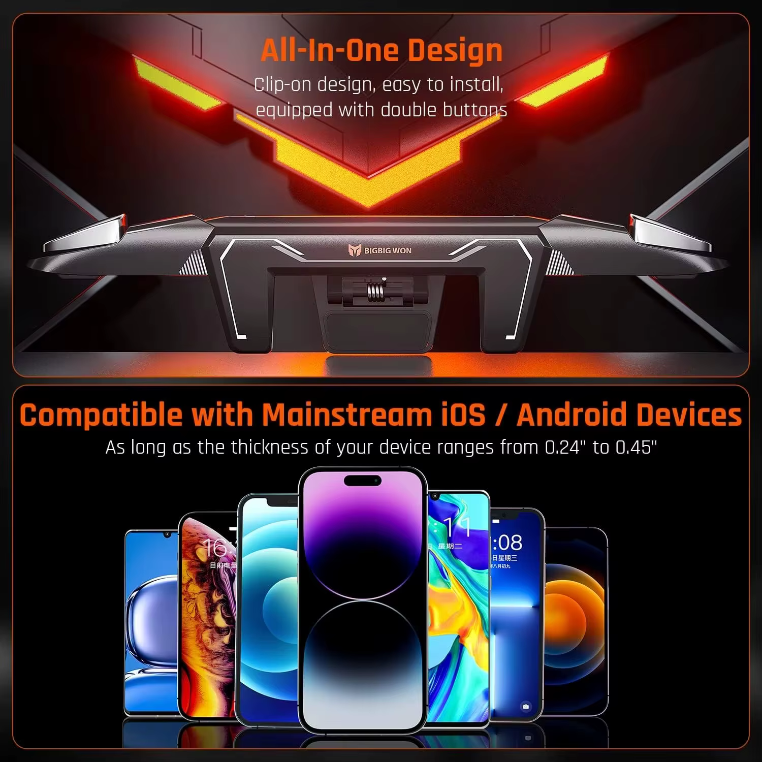 BIGBIG WON Mechager Plus M3 contrôleurs de déclencheurs de jeu mobiles serrage intégré Plug and Play pour téléphone iOS Android