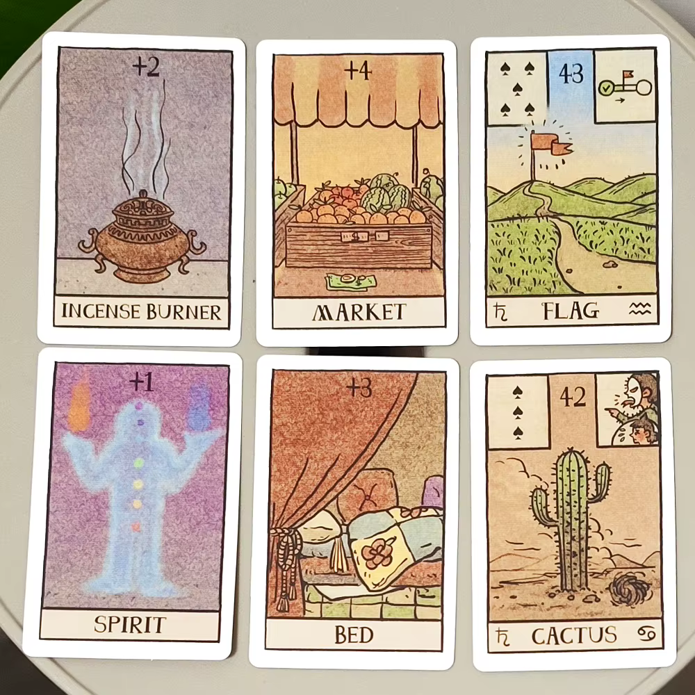Cartes Oracle illustrées modernes 9*6cm Akashic Eye Lenormand : Ensemble de divination de 61 cartes (36 traditionnelles + 12 nouvelles + 13 optionnelles)
