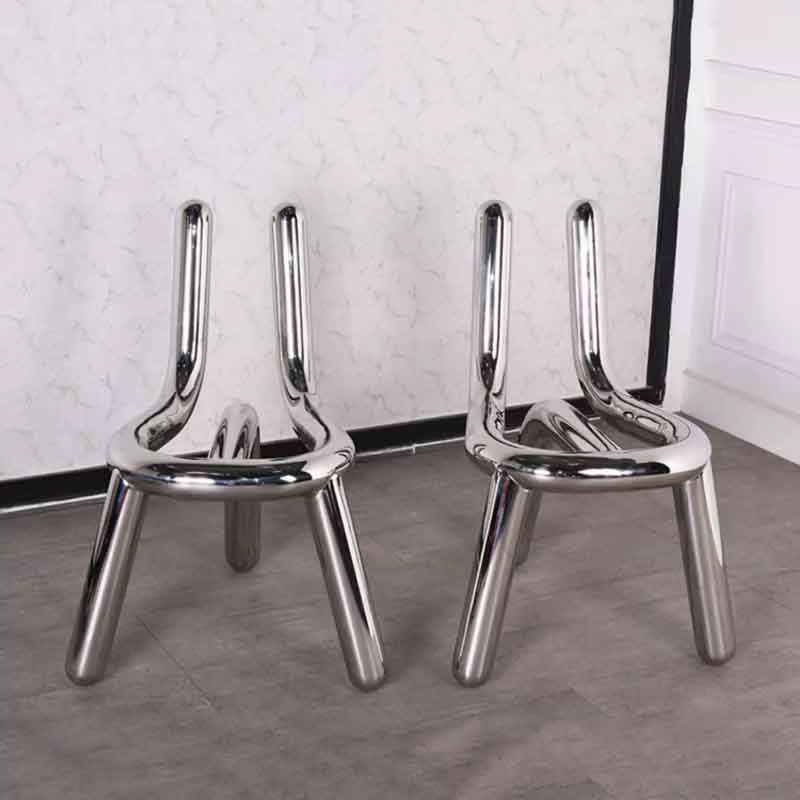Chaise en acier inoxydable, tabouret en métal, chaises de salle à manger créatives, tabouret artistique de luxe, tabouret de maquillage, siège de loisirs pour salon, mobilier nordique