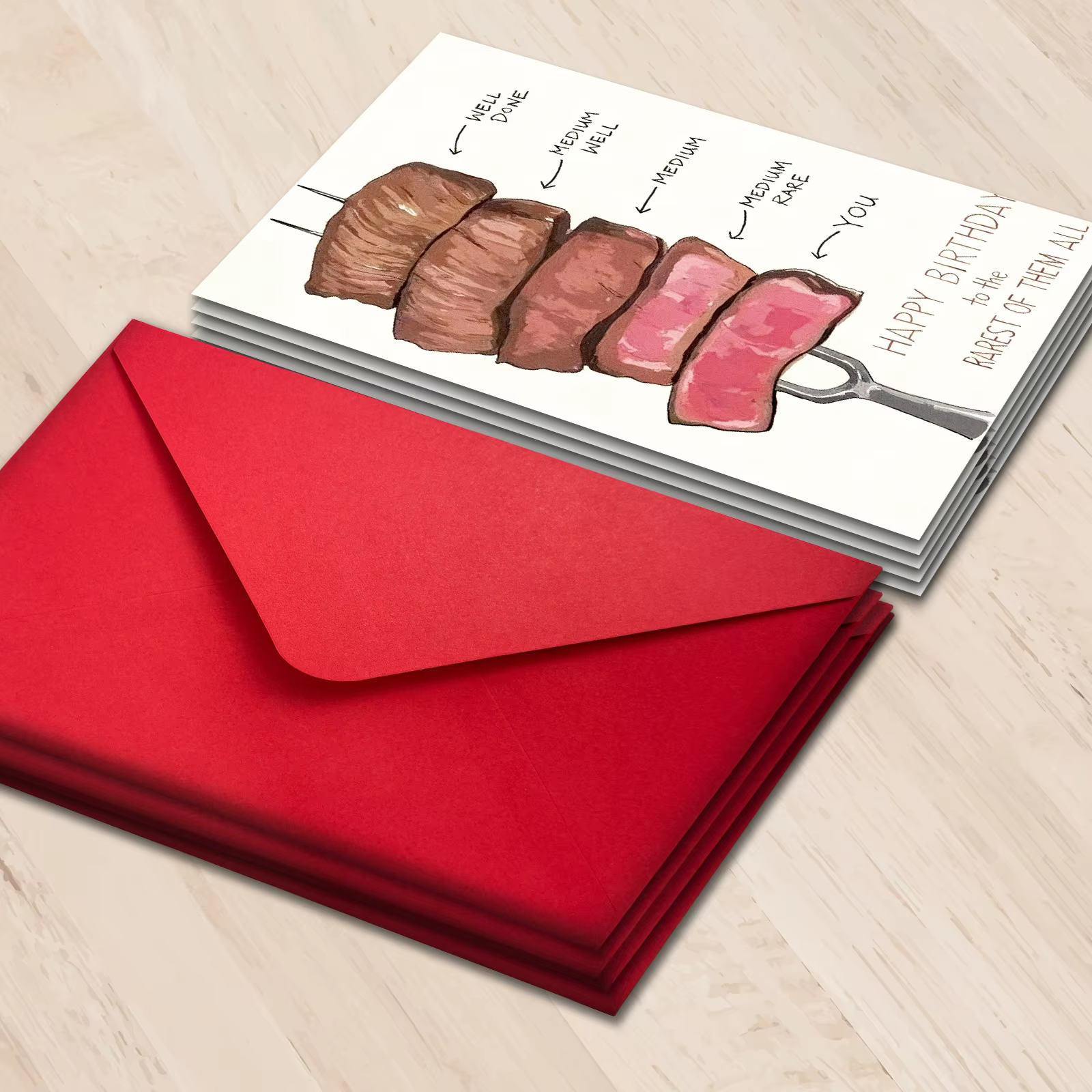 Enveloppe de carte de vœux manuscrite joyeux anniversaire, Message de bénédiction de Steak intéressant, enveloppe de carte pliable, décor de fête d'anniversaire