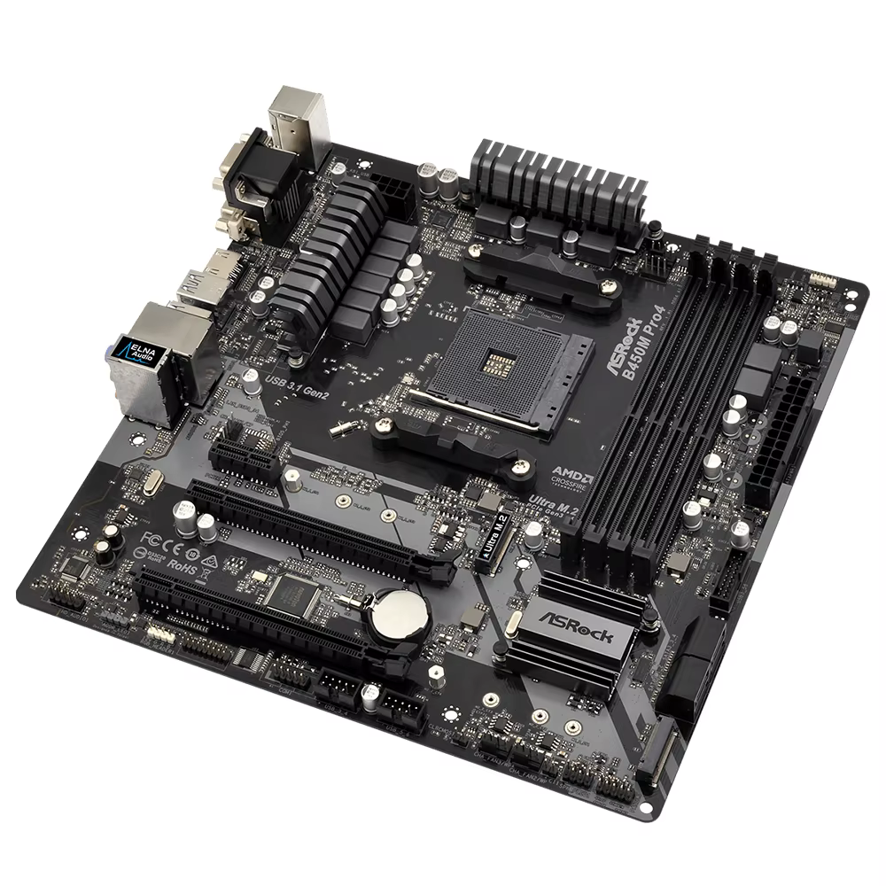 ASRock B450M PRO4 carte mère prend en charge 5950X 5800X3D 5700X3D 5600X 5600G 1700X 2700X CPU AM4 AMD 4xDDR4 3200MHz