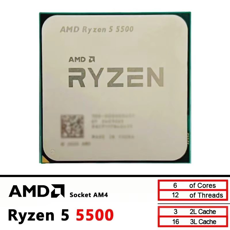 Processeur AMD Ryzen 5 5500 R5 5500 Socket AM4 économique