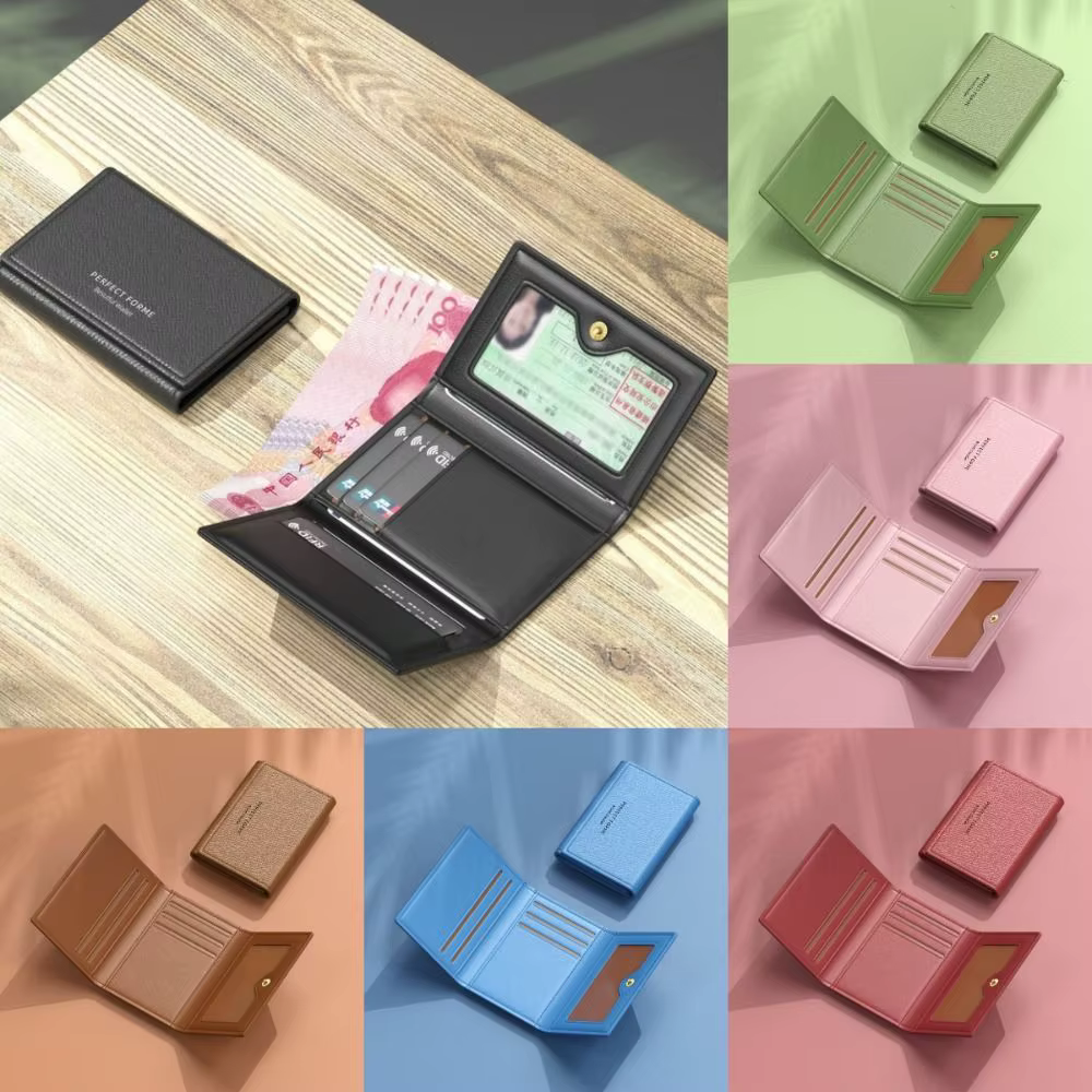 Portefeuilles en cuir de luxe pour hommes, porte-cartes multifonctionnel de grande capacité, porte-cartes multi-cartes, couleur unie, porte-monnaie pour hommes et femmes