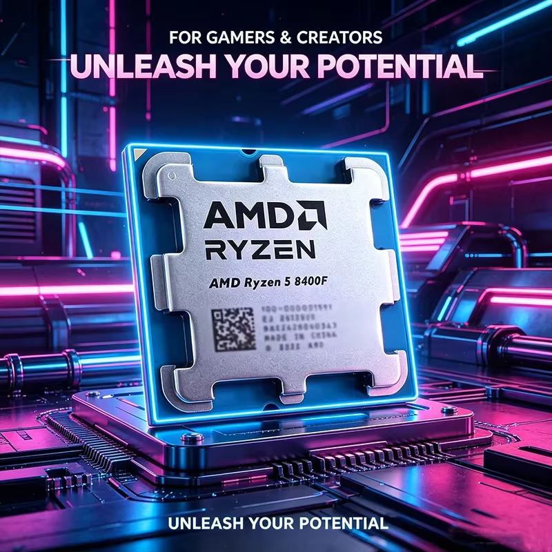 Processeur de jeu AMD R5 8400F Zen4 Premium 6C12T Max 4.2GHz Boost 4NM Faible Dissipation Thermique AM5 DDR5 (Puce Non Montée)