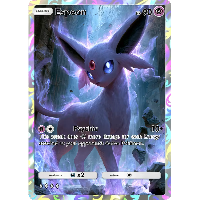 Cartes Pokémon Espeon PTCG holographiques, collection de cartes rares, Mewtwo, jeu de créativité, anime, cartes Pokémon Mewtwo brillantes, cadeau