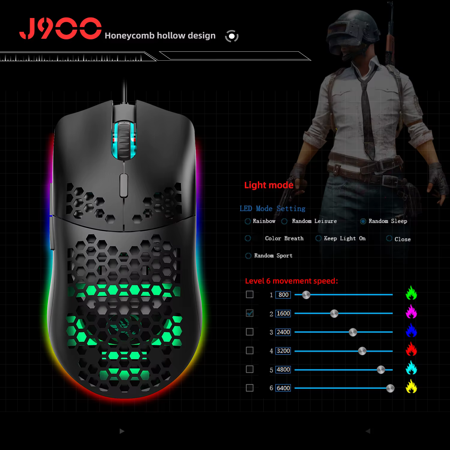 Offre spéciale HXSJ J900 souris de jeu RGB lumineux léger Macro programmation creux ergonomie