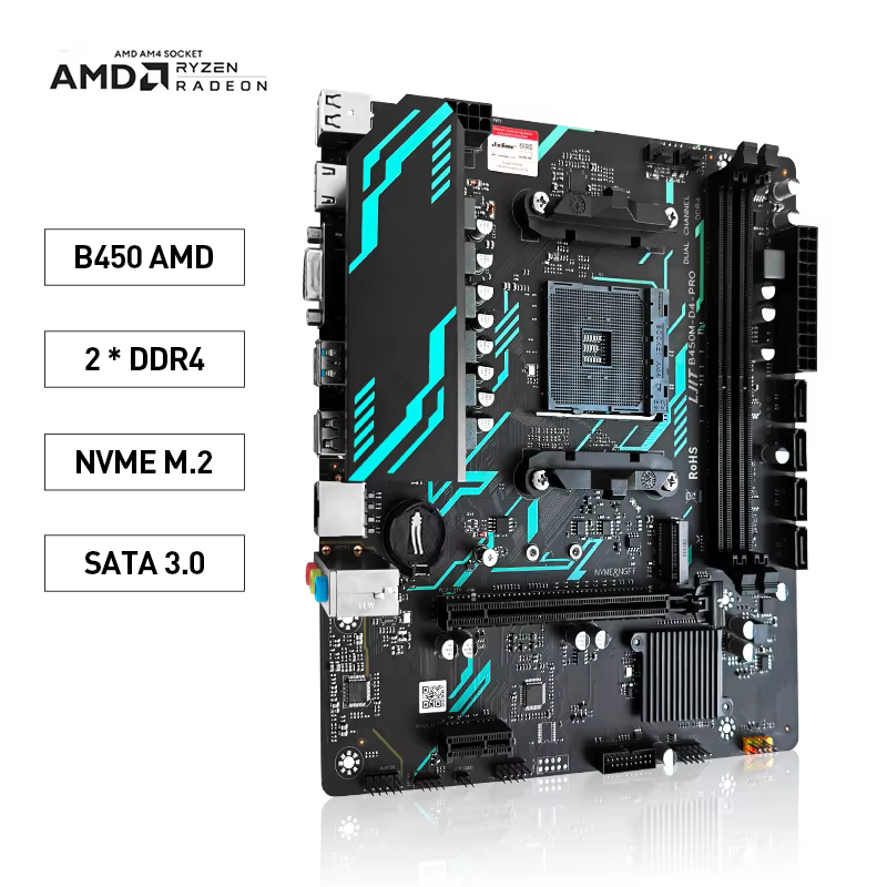 La carte mère JIESHUO B450-PRO prend en charge les processeurs AMD Ryzen R5 5600X / 5600G / 5600 / 3600
