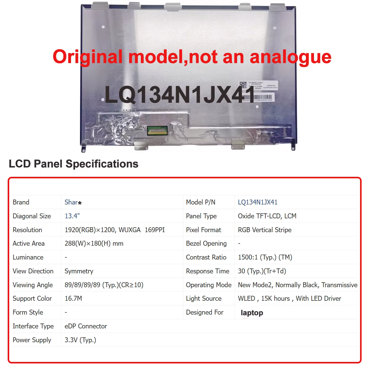 Écran LCD d'origine neuf A+ 13