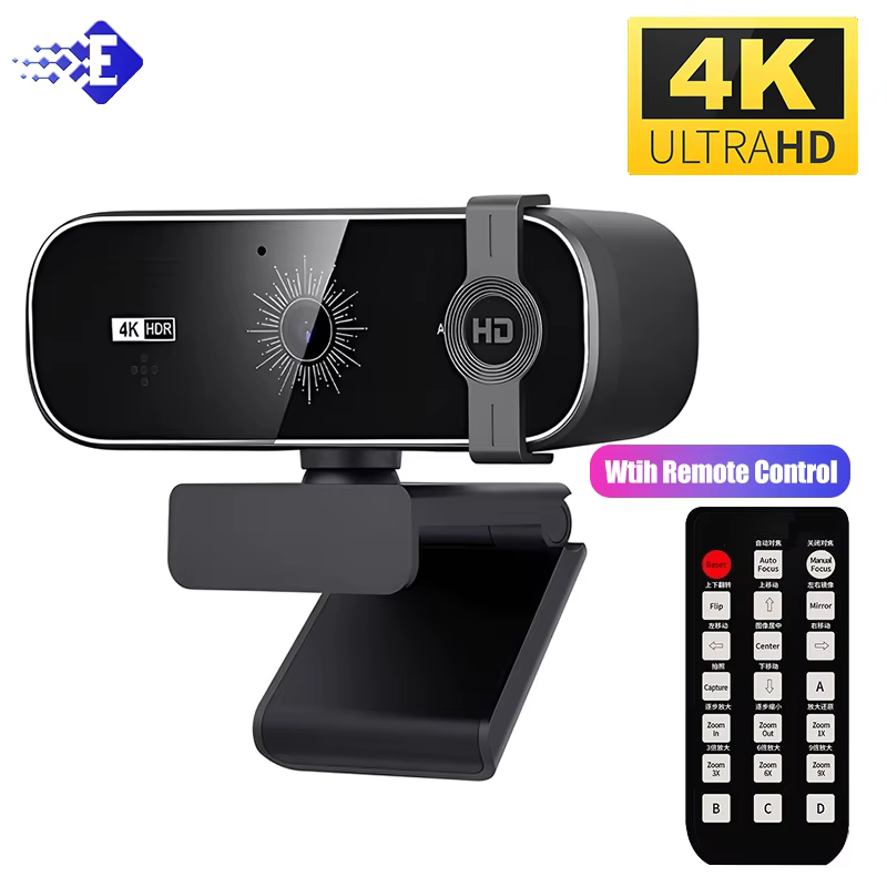 Webcam 4K pour PC, mise au point automatique avec télécommande