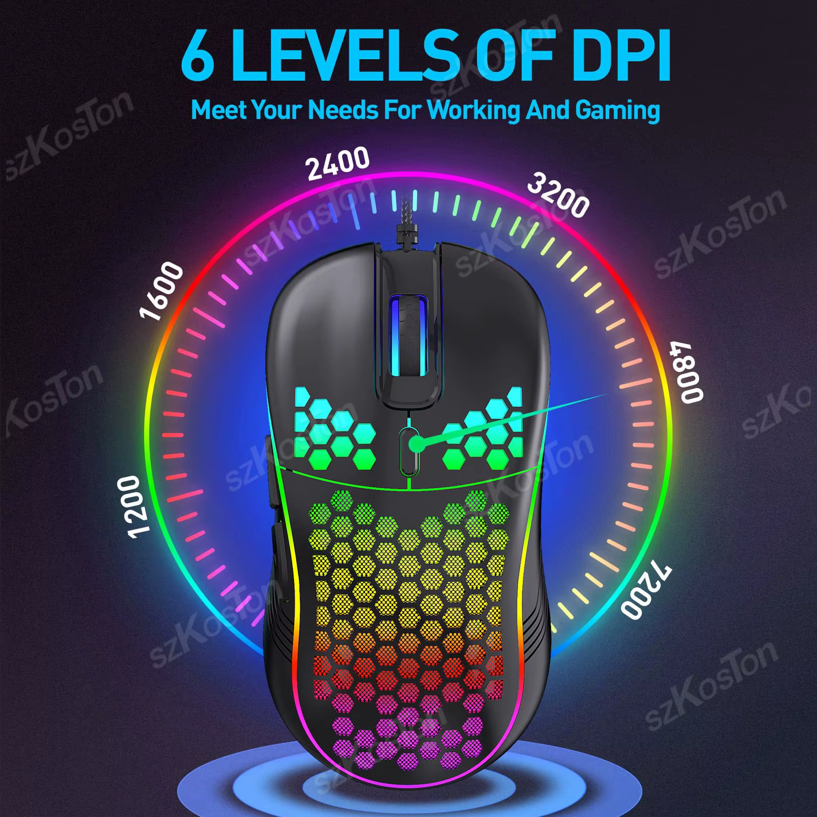 Souris de jeu filaire USB avec rétroéclairage RVB