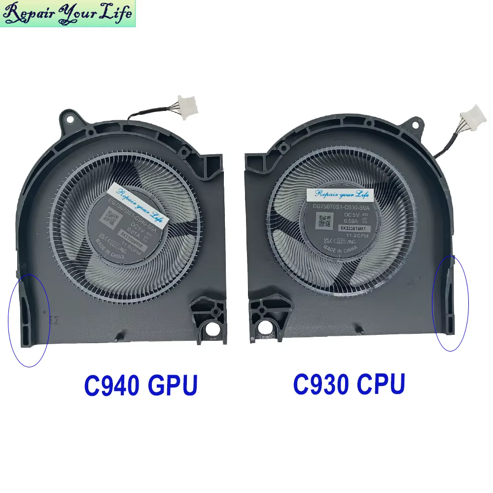 DC 5V ordinateur portable CPU GPU ventilateur de refroidissement pour Dell G16 7630 7635 G15 5530