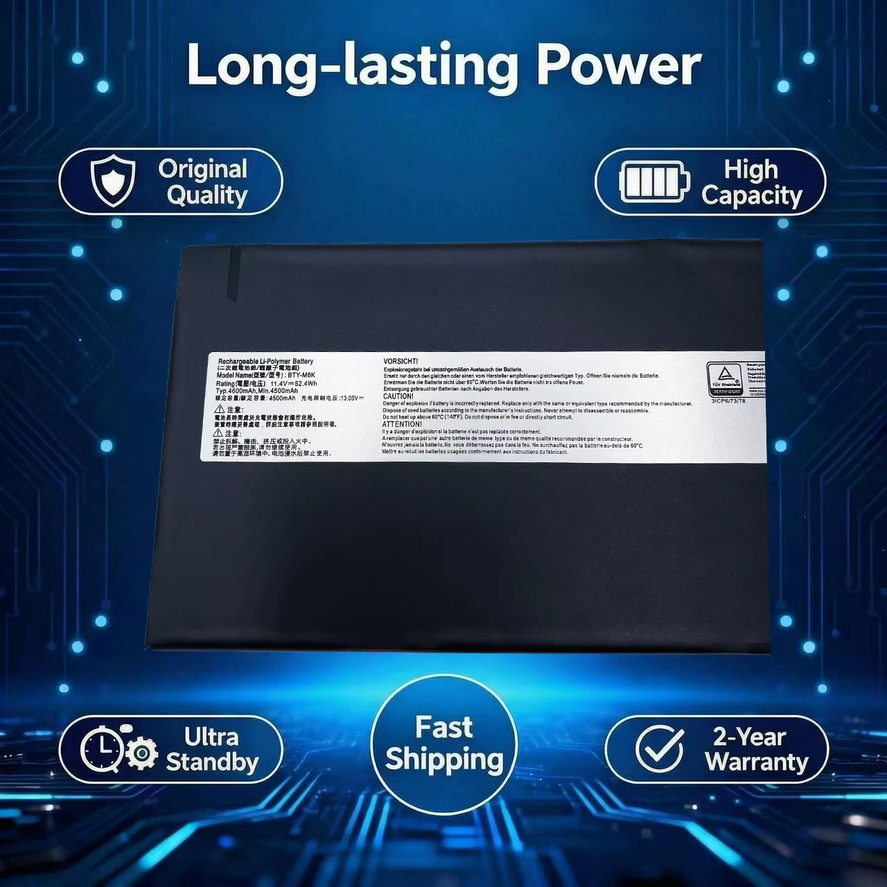 Batterie d'origine neuve BTY-M6K pour ordinateur portable MSI MS-17B4 MS-16K3 GF63 Thin 8RD 8RC GF75