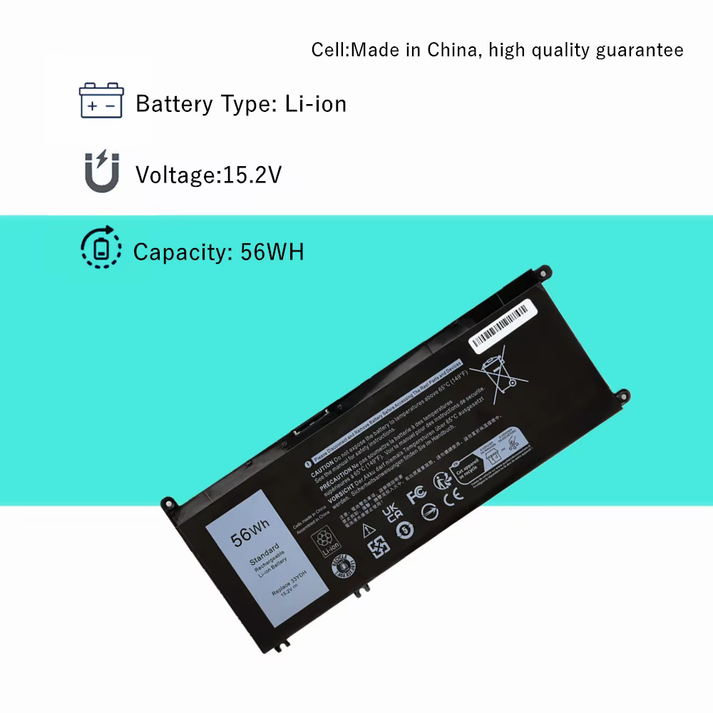 Batterie d'ordinateur portable 33YDH pour Dell Inspiron 15 7577 7588 17 7000 7773 7778 7779 7786 G3 15 3579 (G3579) G7 15 7588(G7588)